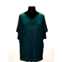 Wieczorowa tunika Oversize z błyszczącą nitką - zielona